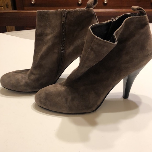 Nine West Brown Leather Suede Heeled Booties Size 8-1/2 - Picture 5 of 6